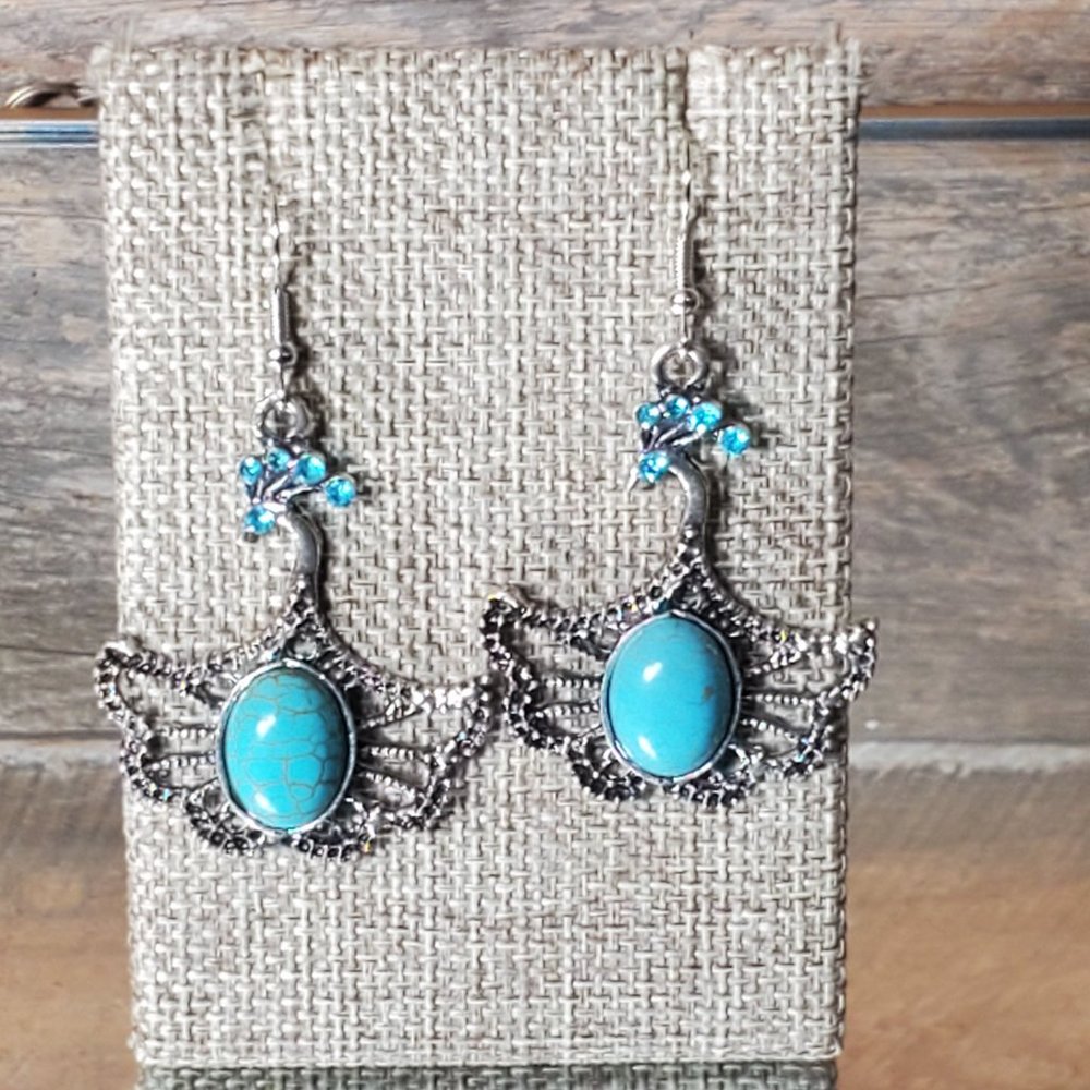 Gianna - Genuine Turquoise and Sterling Silver Earrings - Picture 7 of 8
